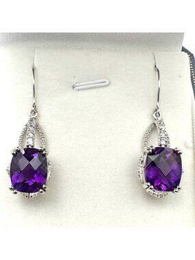 Amethyst White Topaz Sterling Silver Pierced Earrings